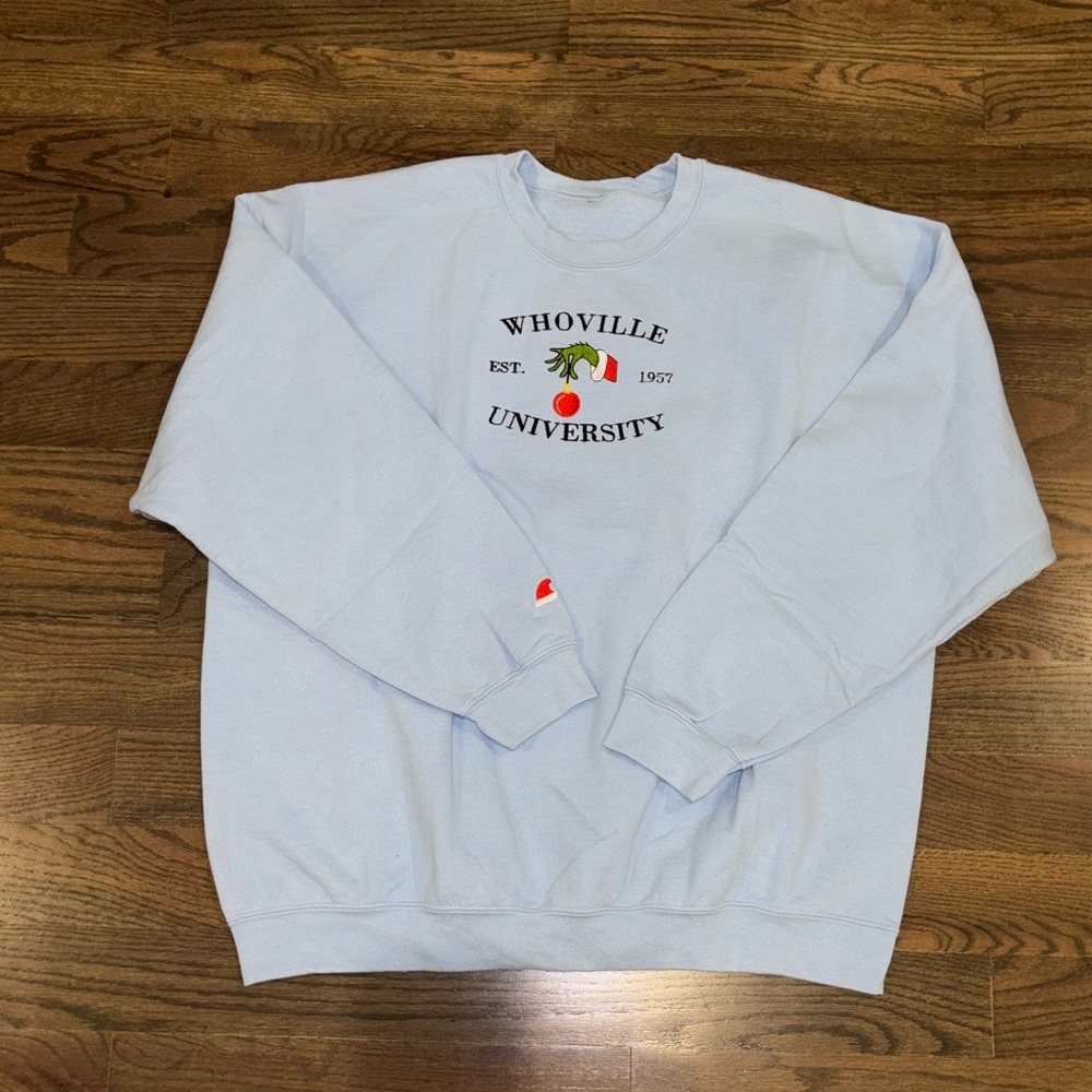 Whoville University Sweatshirt; light blue; worn once